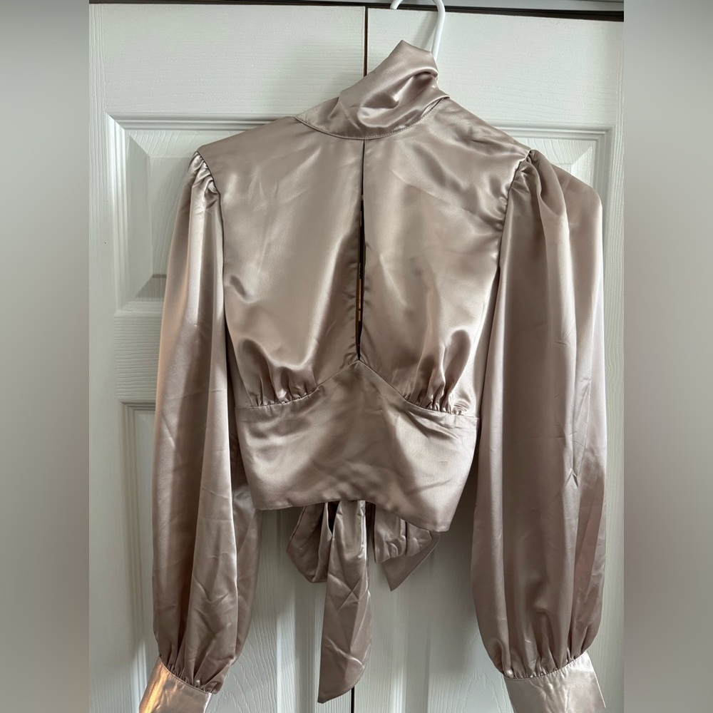 Elegant Satin Tie-Back Blouse